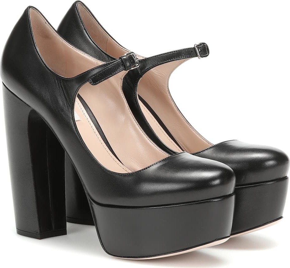Miu Miu Leather Mary Jane platform pumps