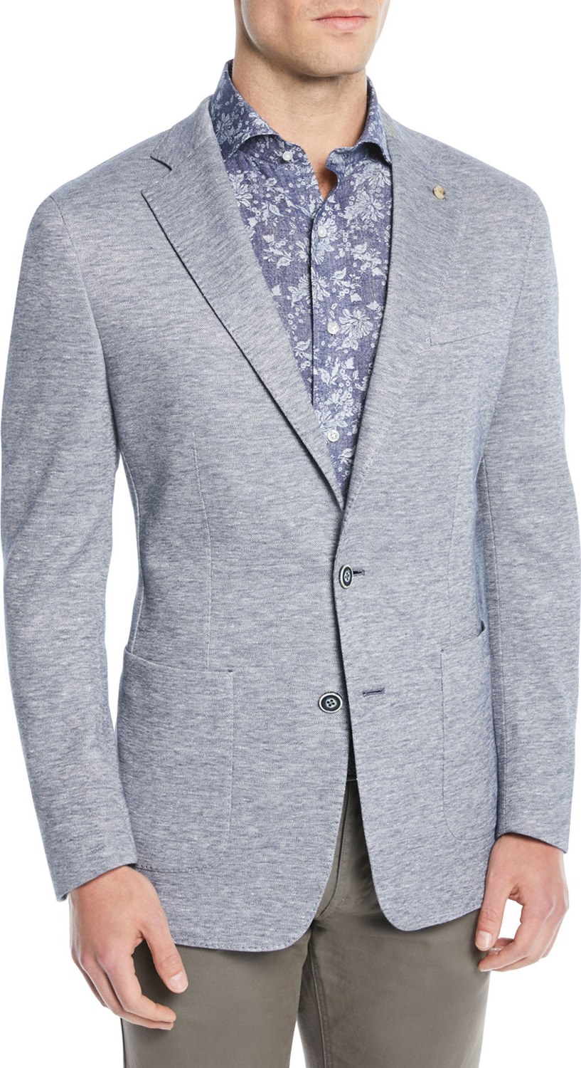 Peter Millar Men's Santorini-Knit Chambray Soft Blazer Jacket