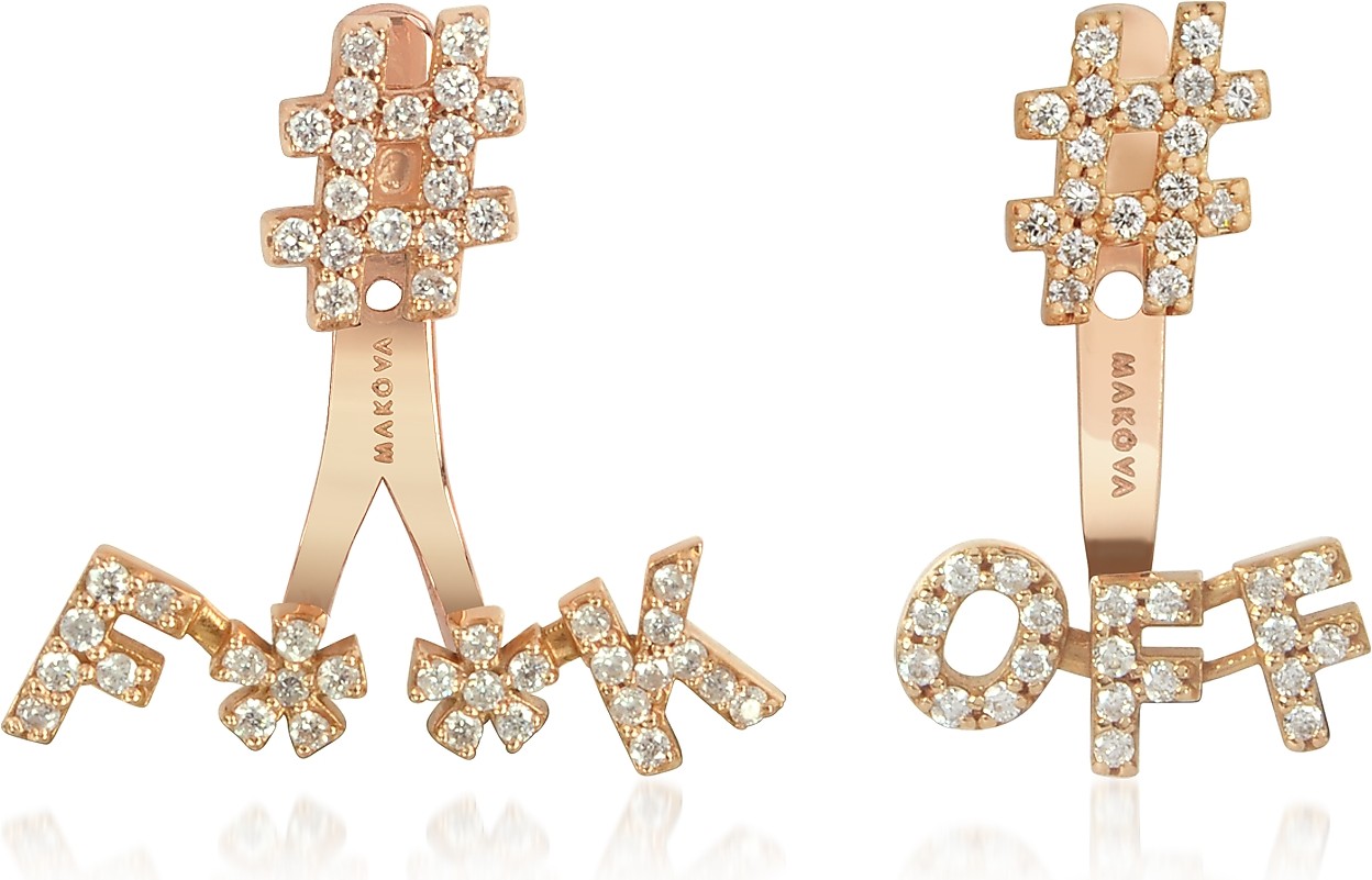 Makova Jewelry #F**K #Off 18K Gold & 0.59 ctw Diamonds Earrings