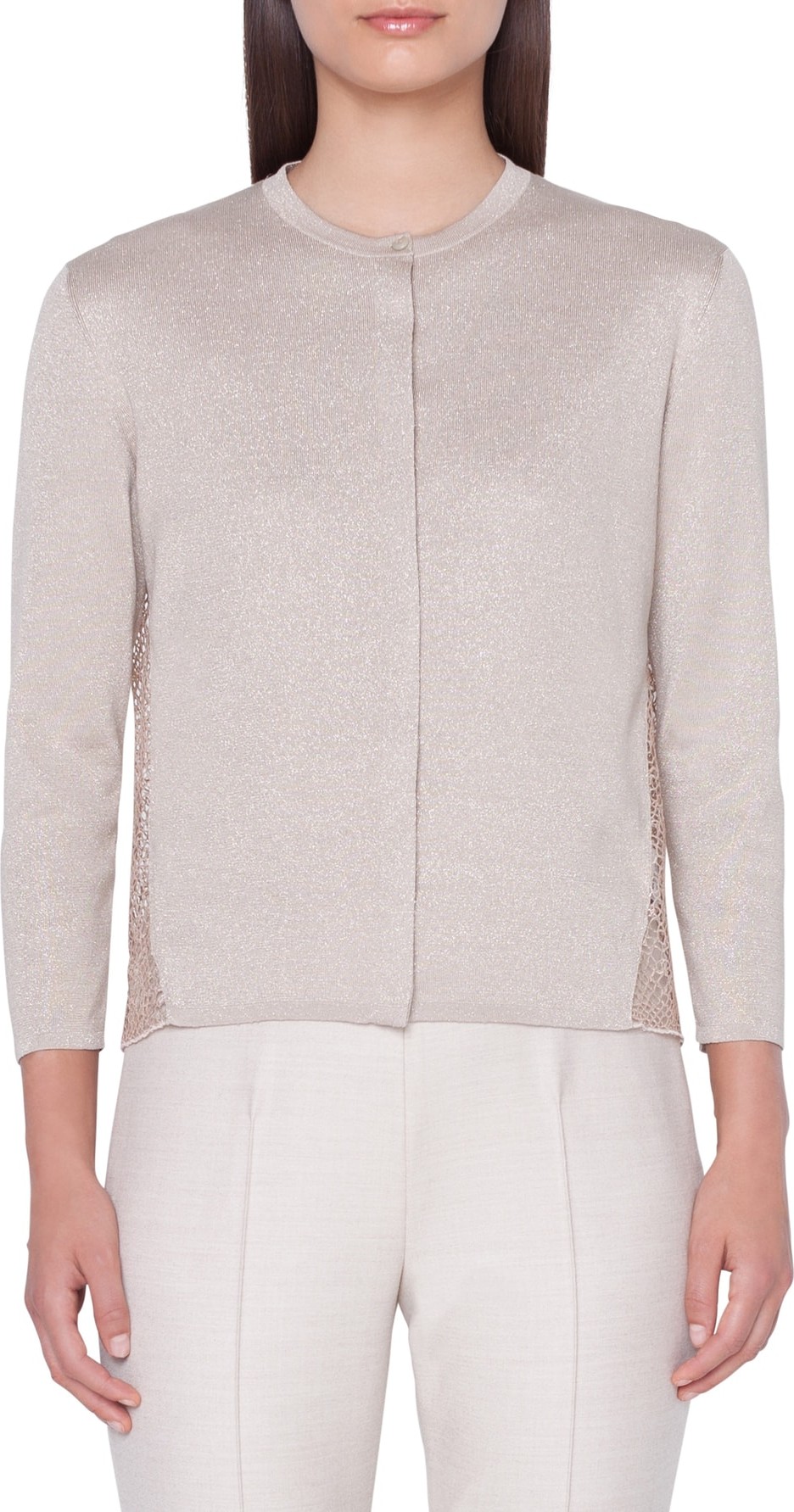 Akris Metallic Silk Cardigan