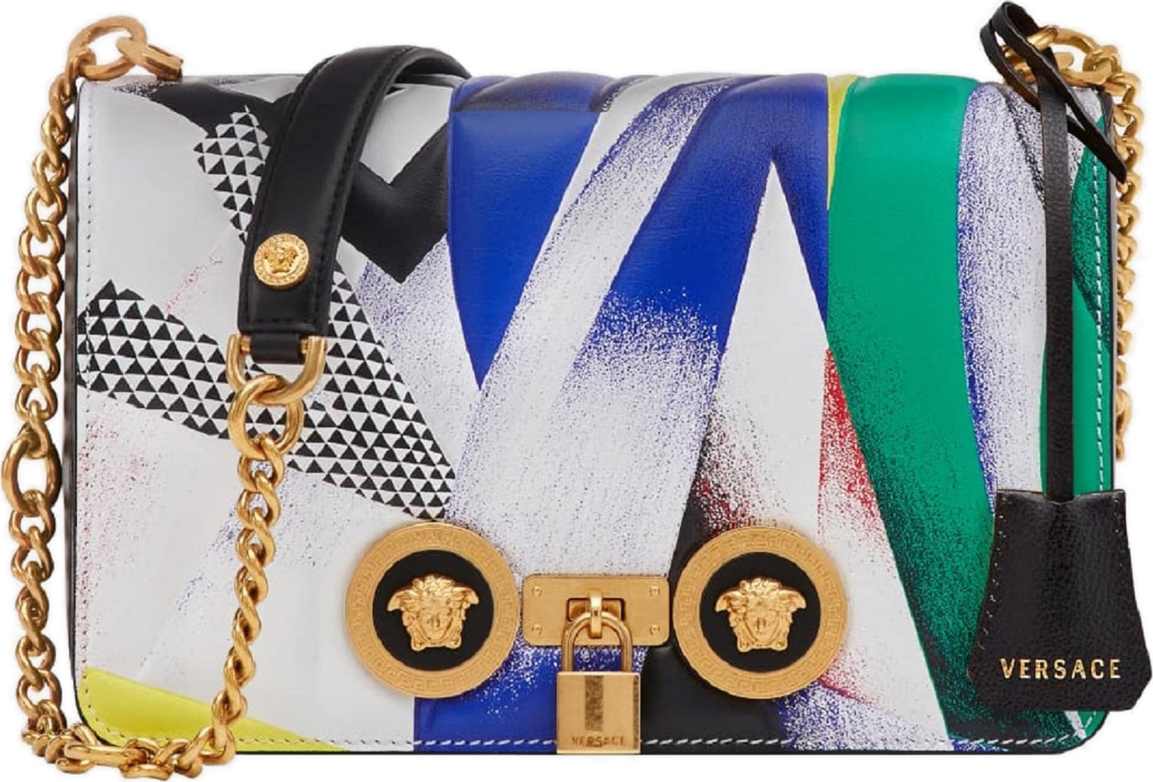 Versace Tribute Print Leather Shoulder Bag