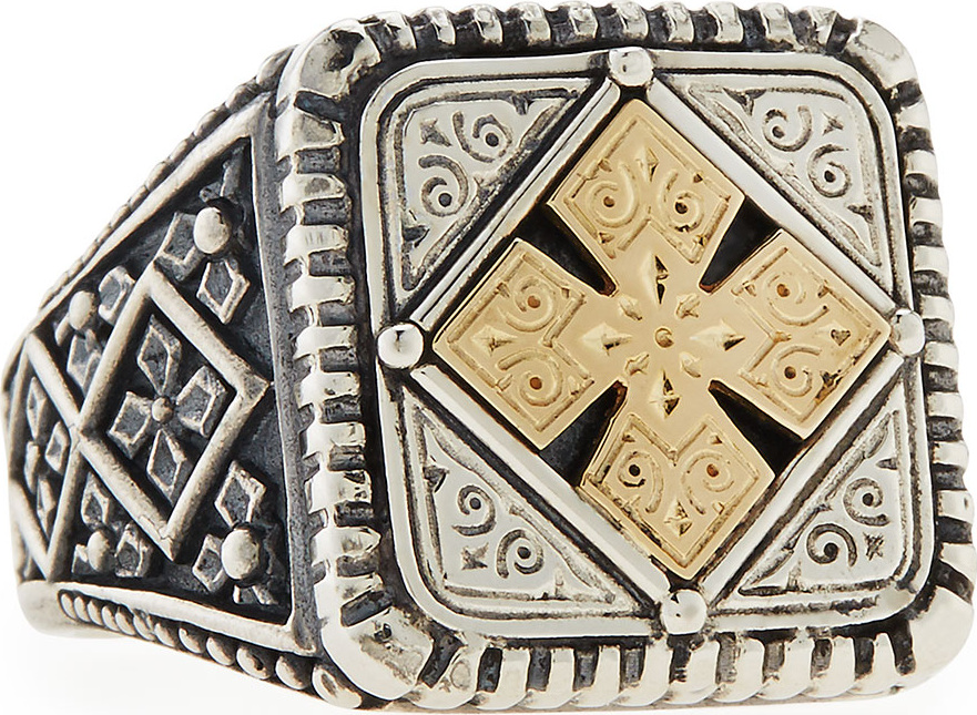 Konstantino Men's Maltese Cross Square Ring, Size 10