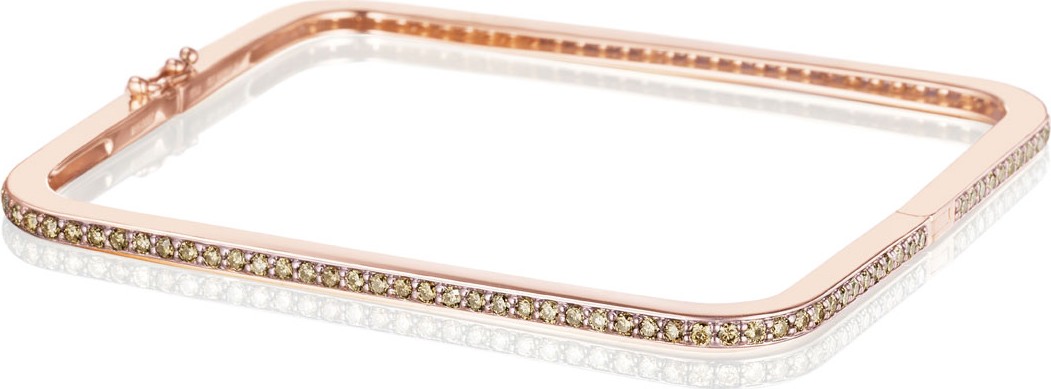 Mimi So Piece 18k Rose Gold Cocoa Diamond Square Bangle