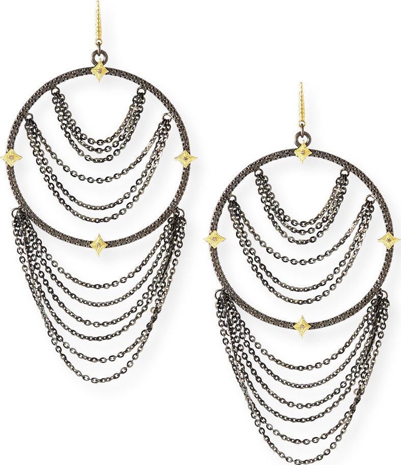 Armenta Old World Diamond Hoop Chain Earrings