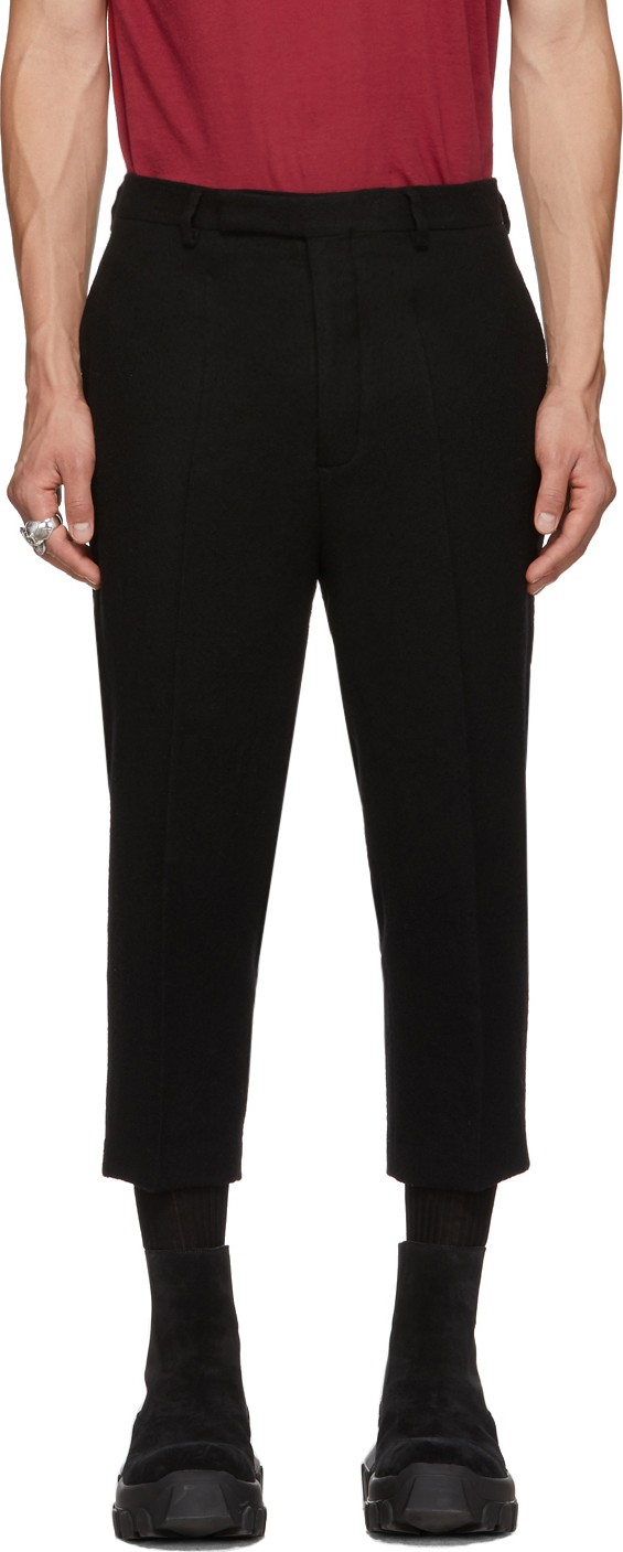 Rick Owens Black Slim Cropped Astaire Trousers