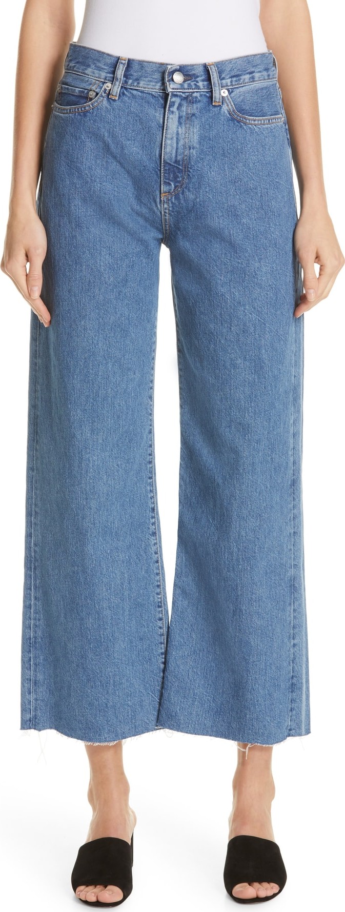Simon Miller Crop Frayed Wide Leg Jeans