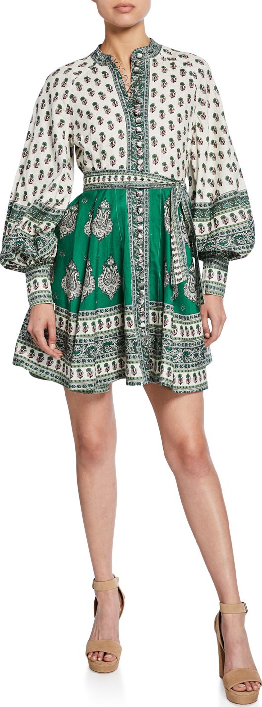 Zimmermann Amari Printed Button-Front Mini Dress