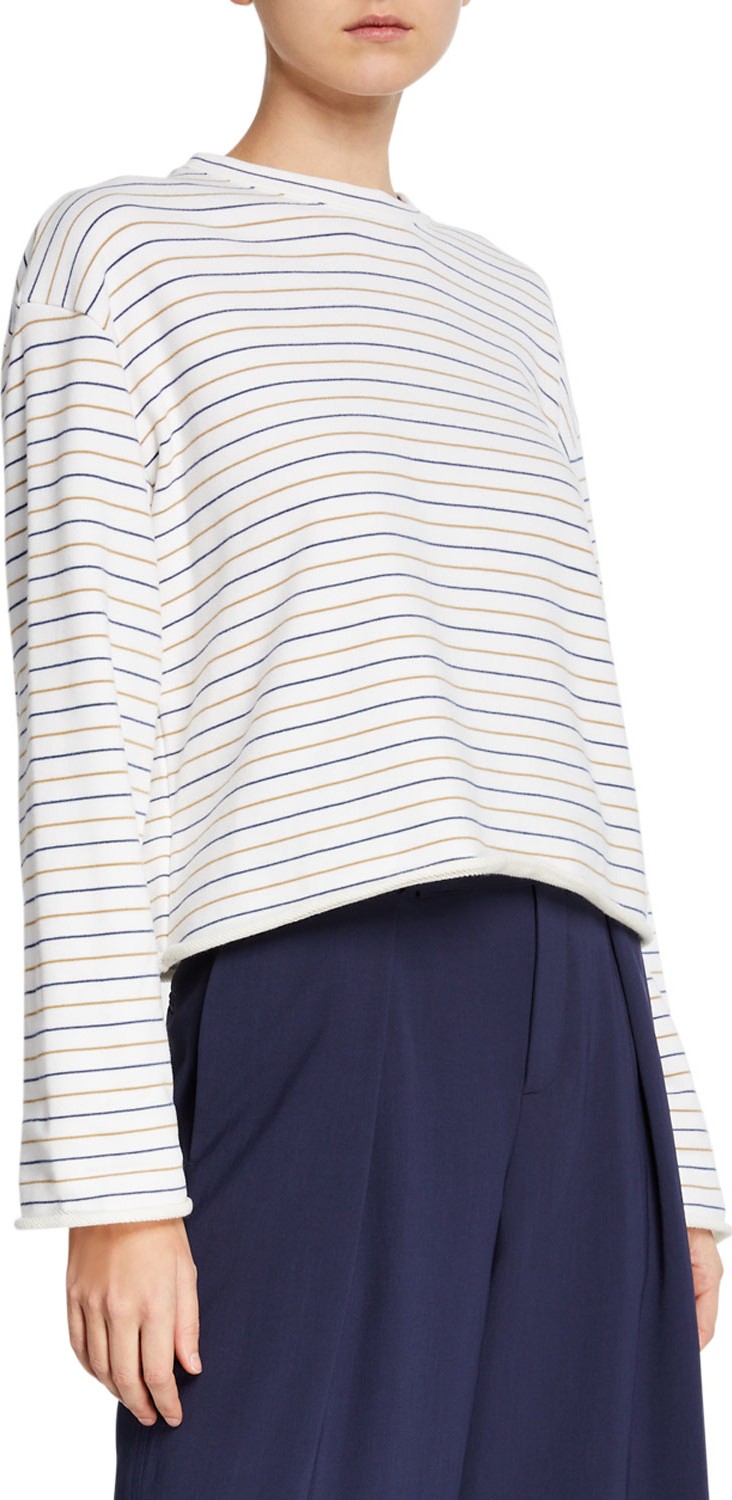 Vince Tri-Stripe Long-Sleeve Pullover Sweater