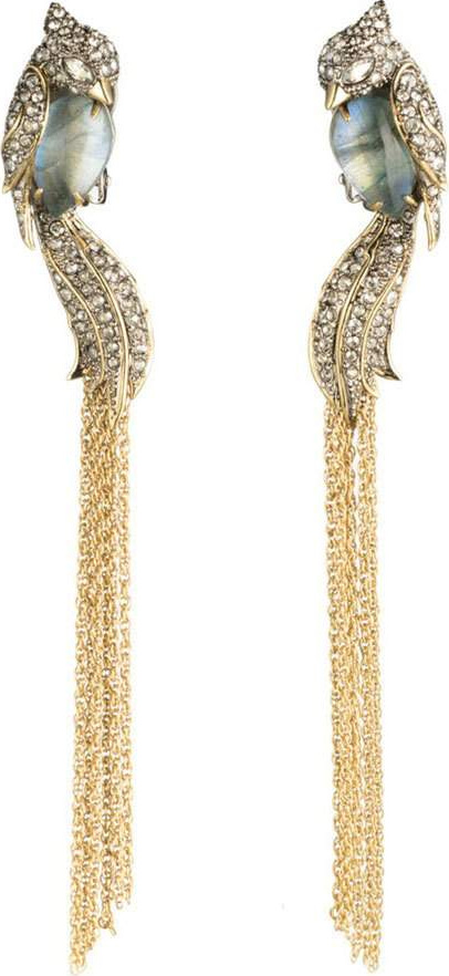 Alexis Bittar Lovebirds Crystal Encrusted Tassel Clip Earrings