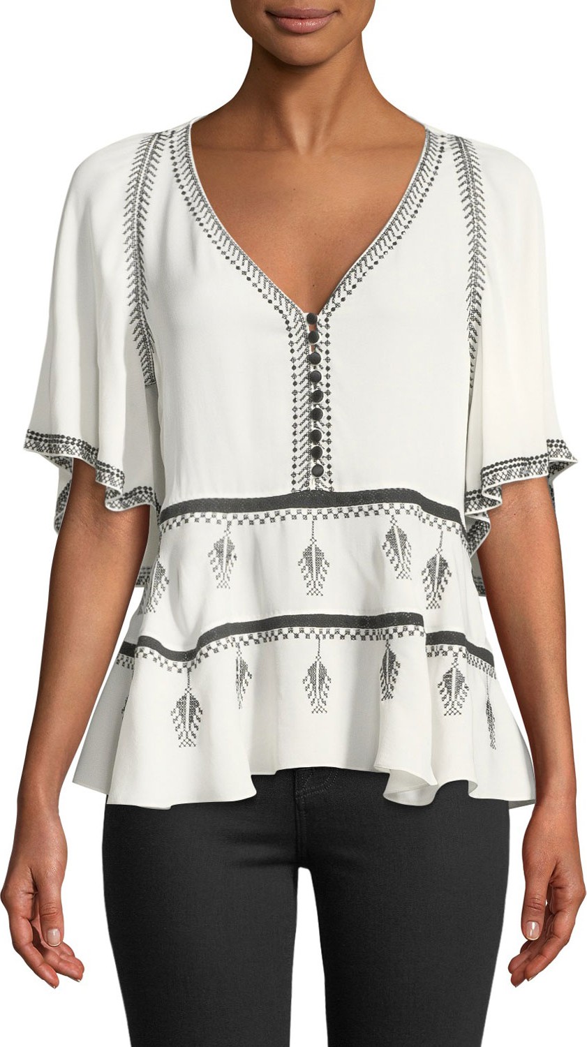 KOBI HALPERIN Camille Embroidered Blouse