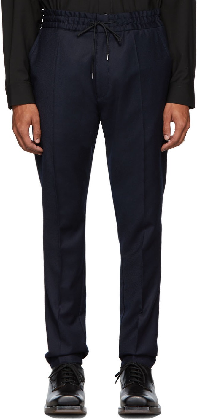 HUGO Navy Wool Zander Trousers