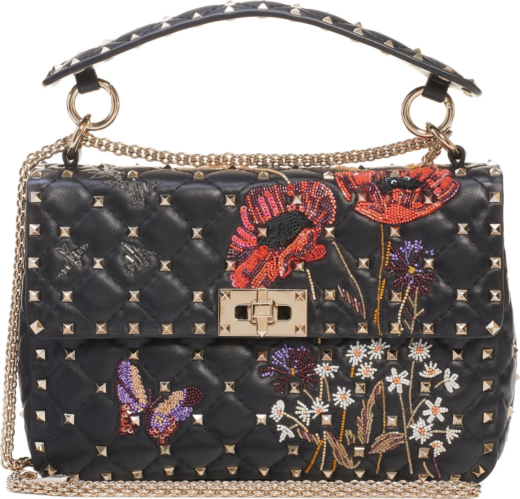 Valentino Medium Spike.It Beaded Leather Shoulder Bag