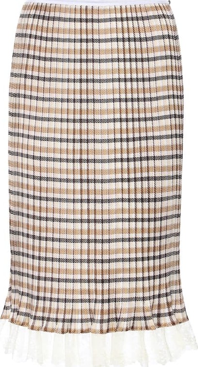 Paco Rabanne Checked plissé crêpe midi skirt