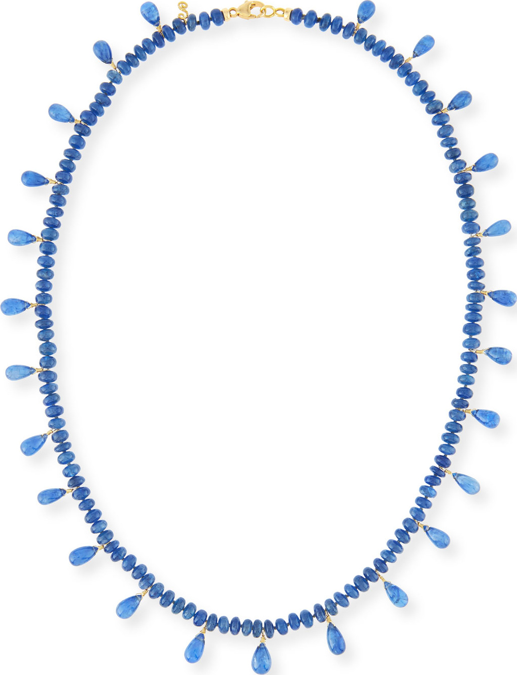 Splendid Smooth Blue Sapphire & Faceted Briolette Necklace
