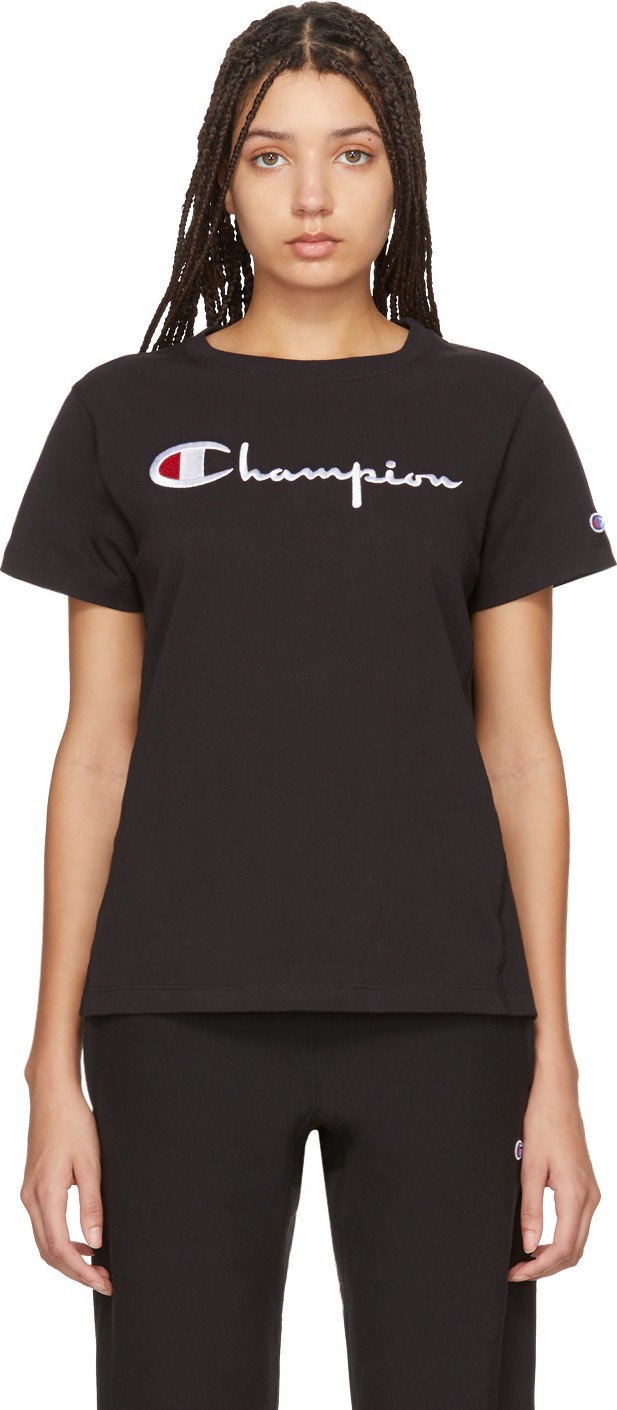 Champion Reverse Weave Black Big Script T-Shirt Champion Reverse Weave Black Big Script T-Shirt