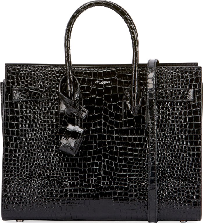 Saint Laurent Sac de Jour Small Crocodile-Embossed Satchel Bag - Silver Hardware