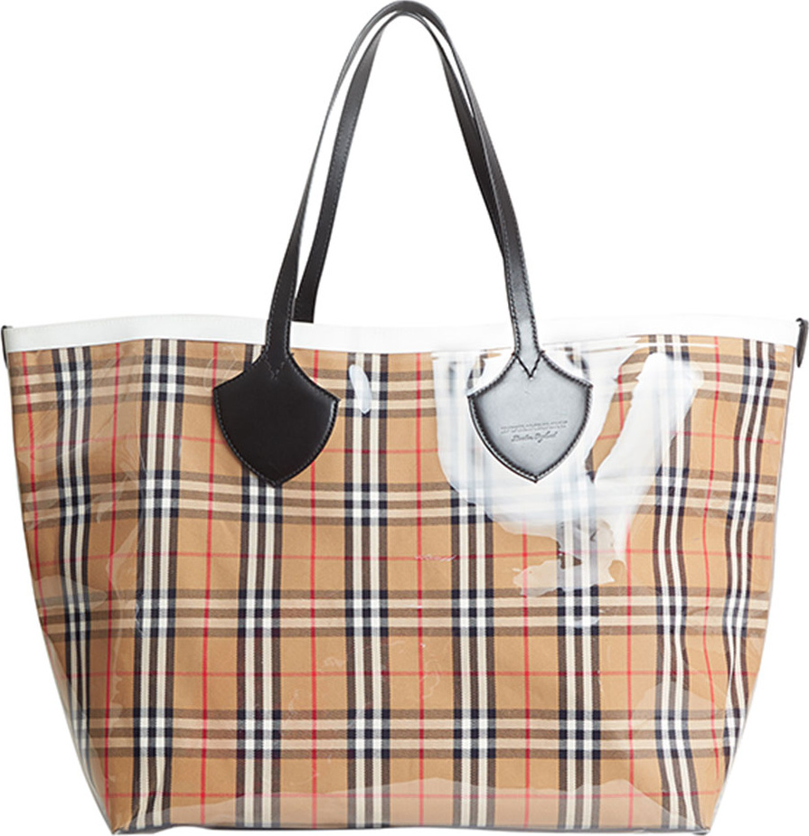 Burberry London England Giant Transparent Vintage Check Tote Bag
