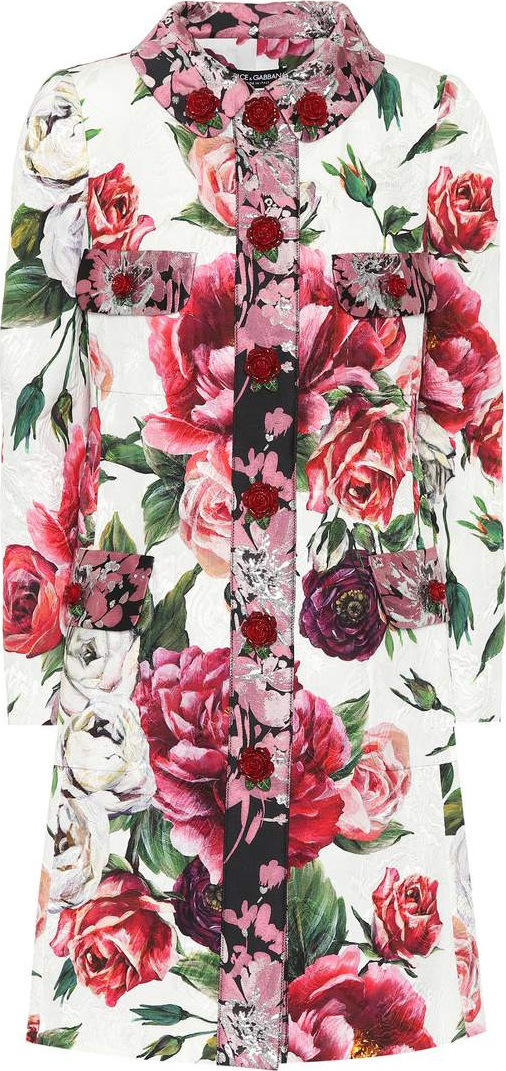 Dolce & Gabbana Embellished floral-printed coat