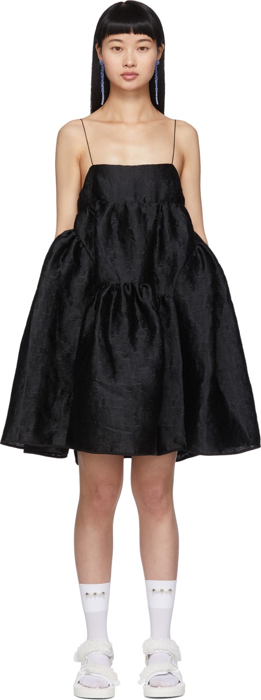 Cecilie Bahnsen Black Elin Strap Matelassé Dress