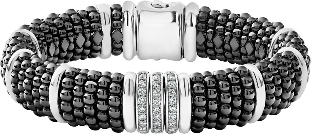 LAGOS Black Caviar Diamond Link Bracelet, 15mm