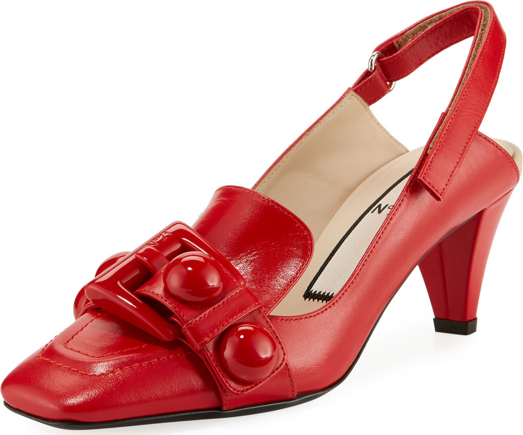 Nº21 Buckle Slingback Calf Leather Pumps