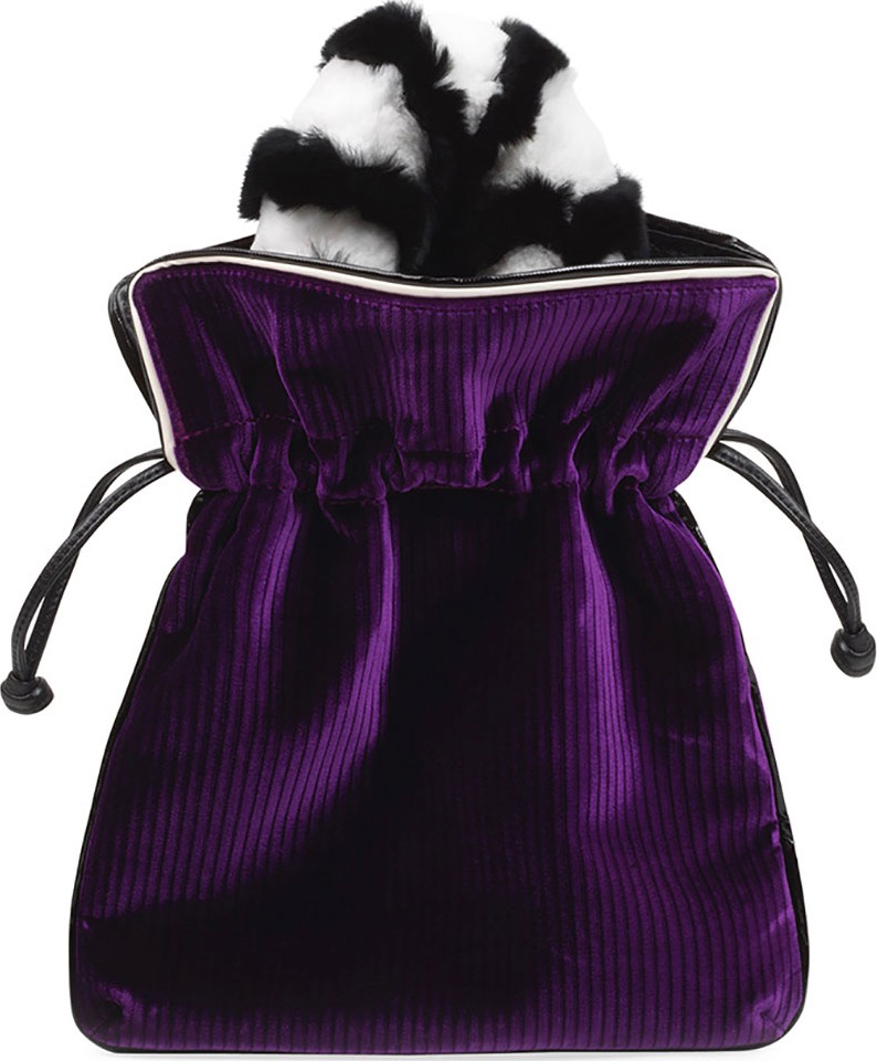 Les Petits Joueurs Trilly Velvet Fur-Handle Pochette Clutch Bag