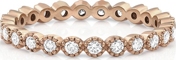 Dominique Cohen 18k Rose Gold Milgrain Diamond Stacking Ring (Small)