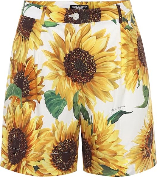 Dolce & Gabbana High-rise sunflower-print shorts