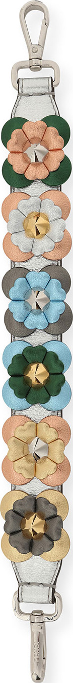 Fendi Strap You Mini Flowerland Shoulder Strap for Handbag, Silver