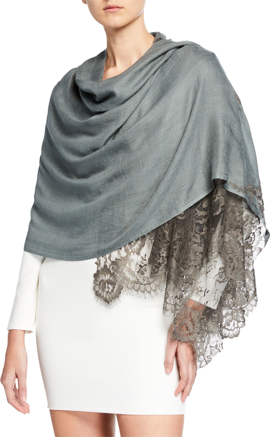 Bindya Lace-Trim Shawl