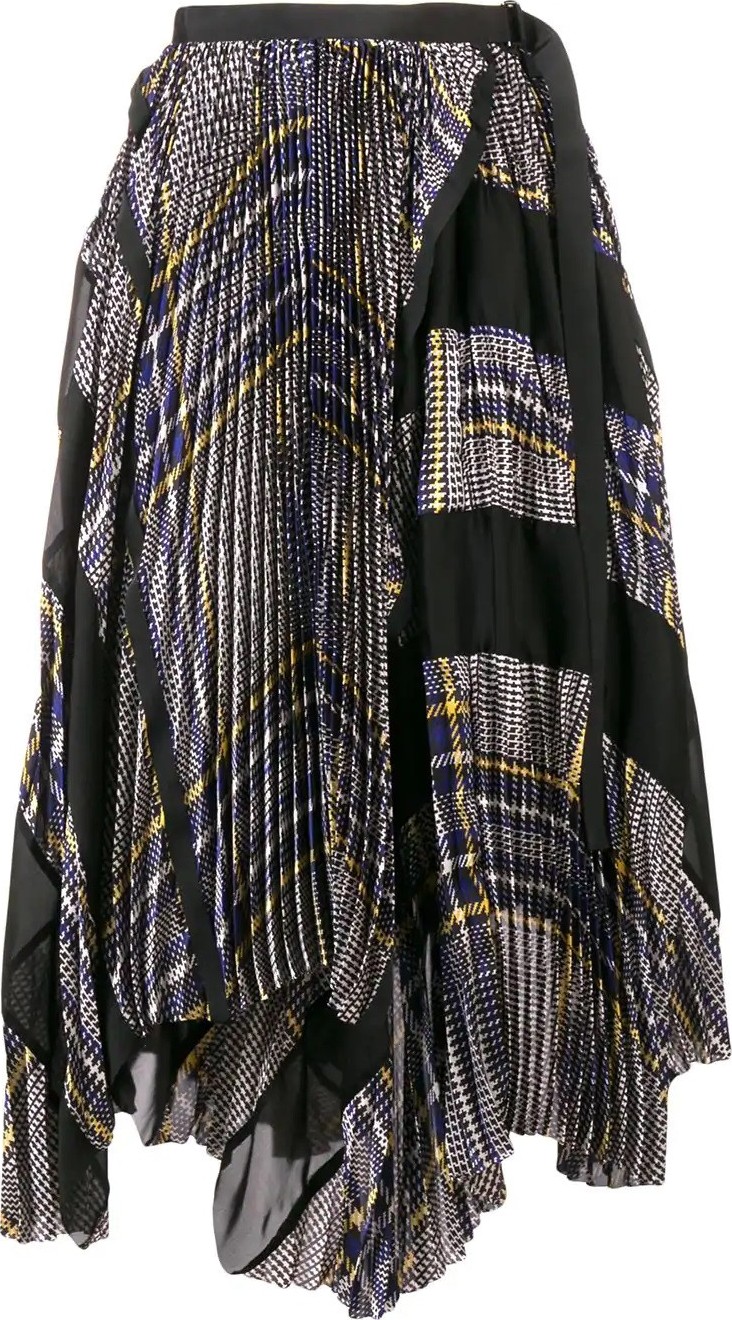Sacai asymmetric checked skirt