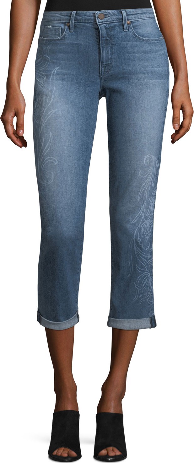 Parker Smith Courtney Stencil-Print Cuffed Jeans