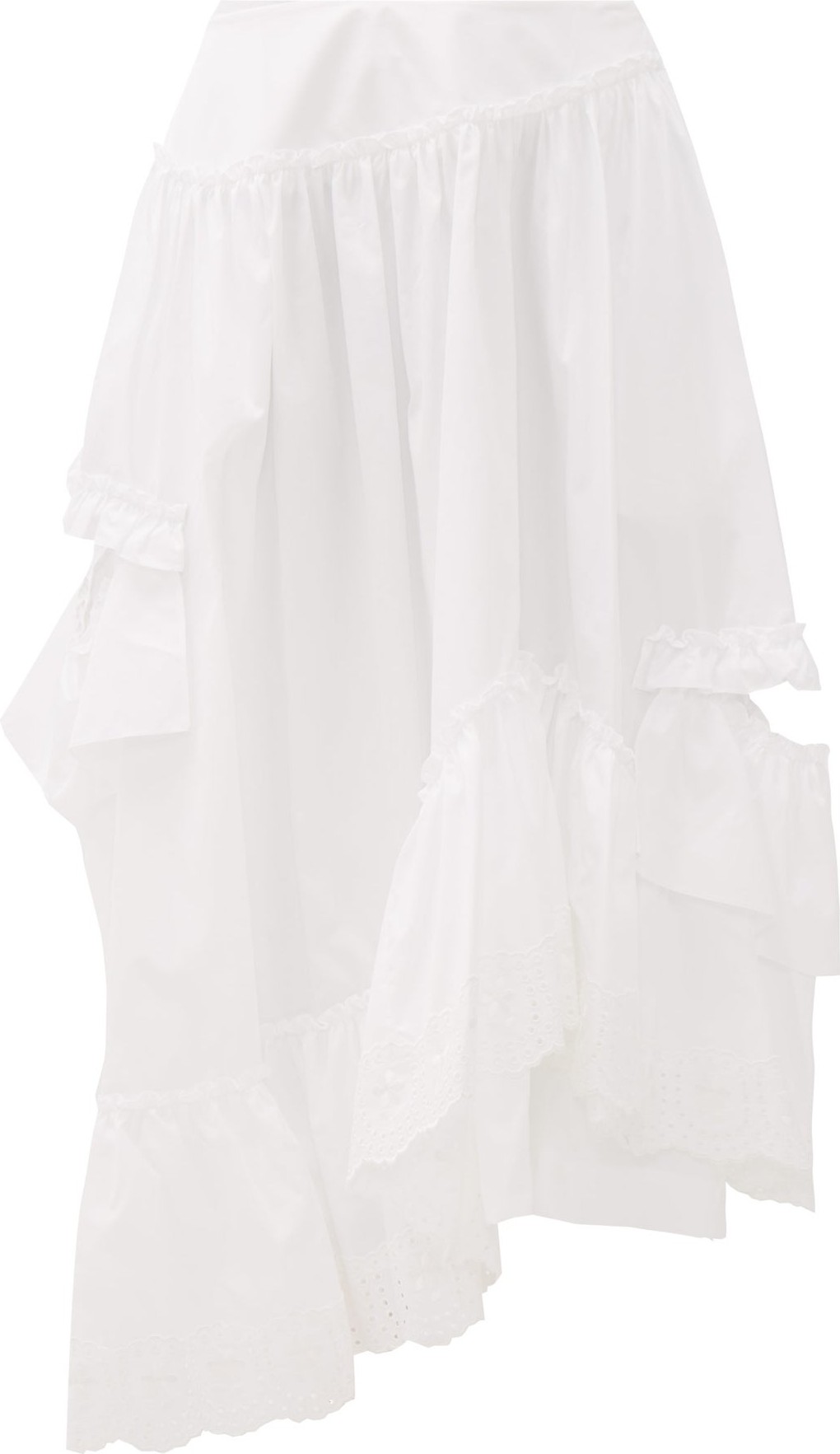 Simone Rocha Asymmetric ruffled cotton midi skirt