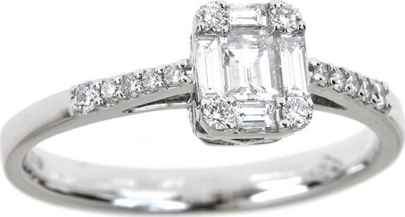 ZYDO Mosaic 18k White Gold Diamond Ring, 0.44tcw