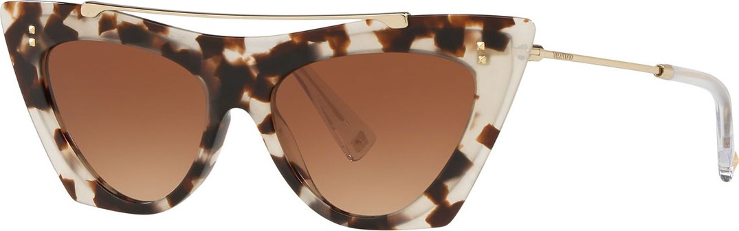 Valentino Acetate & Metal Brow Bar Cat-Eye Sunglasses