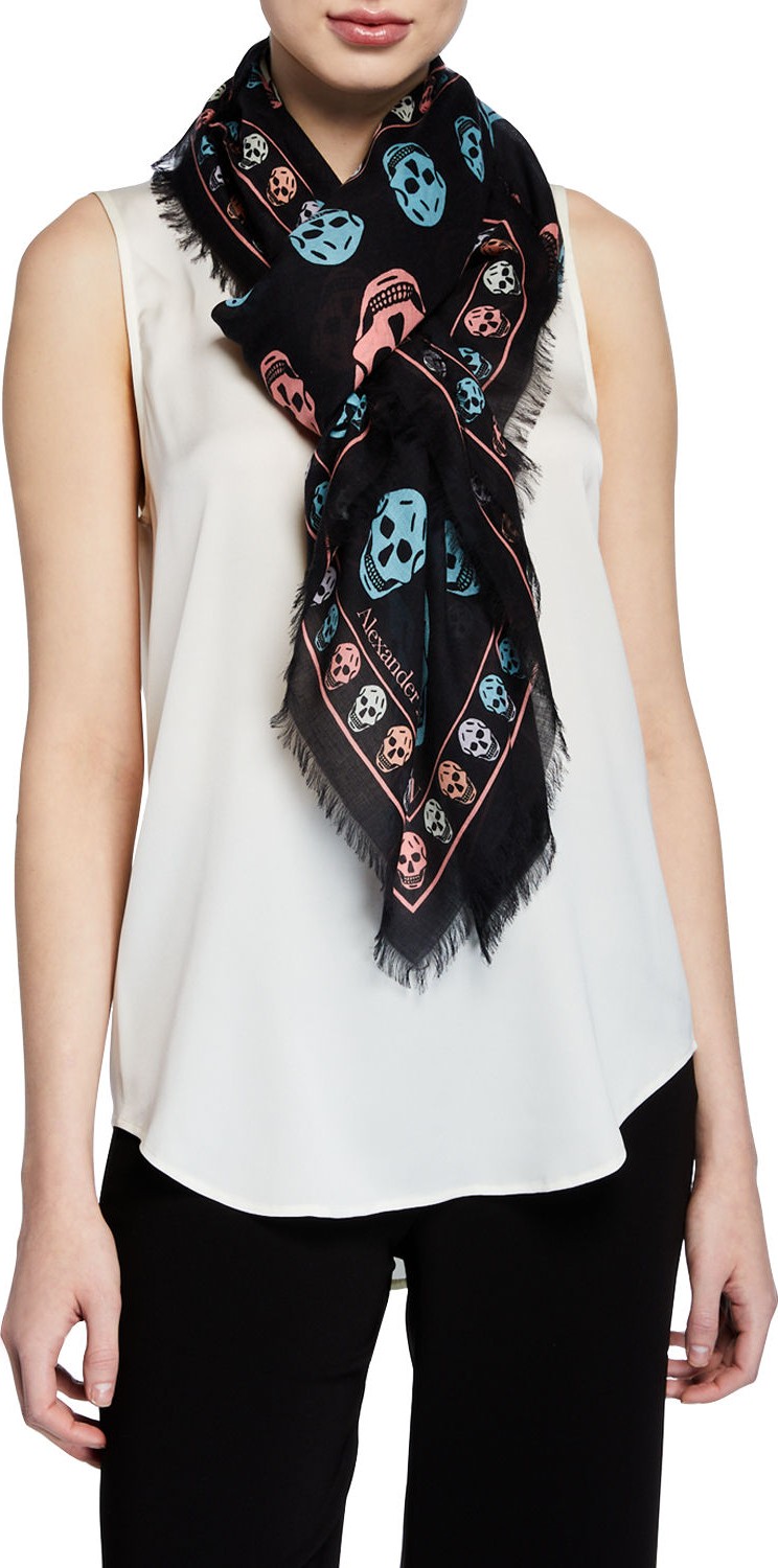 Alexander McQueen Multicolored Box Skull Scarf