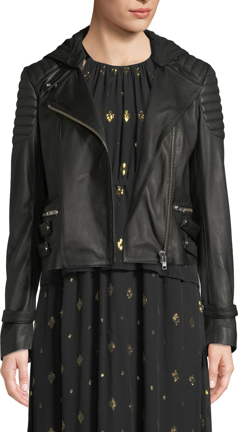 A.L.C. Knight Hooded Leather Moto Jacket A.L.C. Knight Hooded Leather Moto Jacket