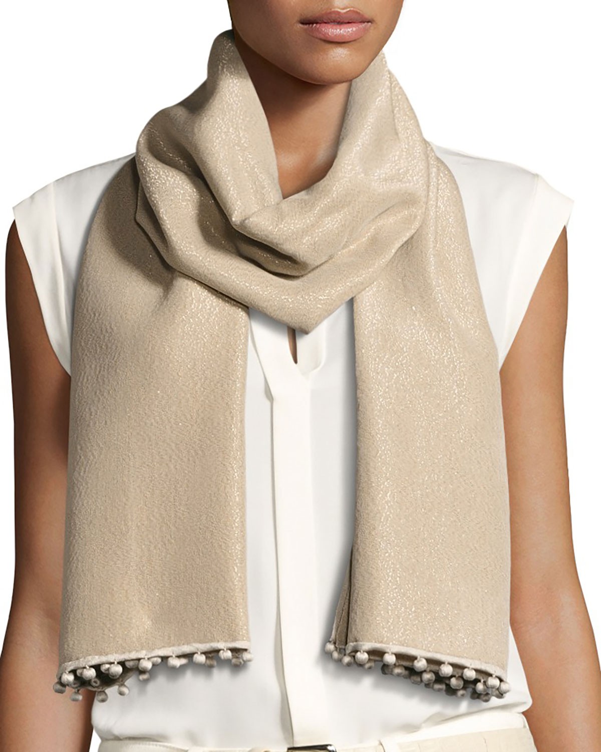 Bajra Reversible Metallic Pompom Scarf