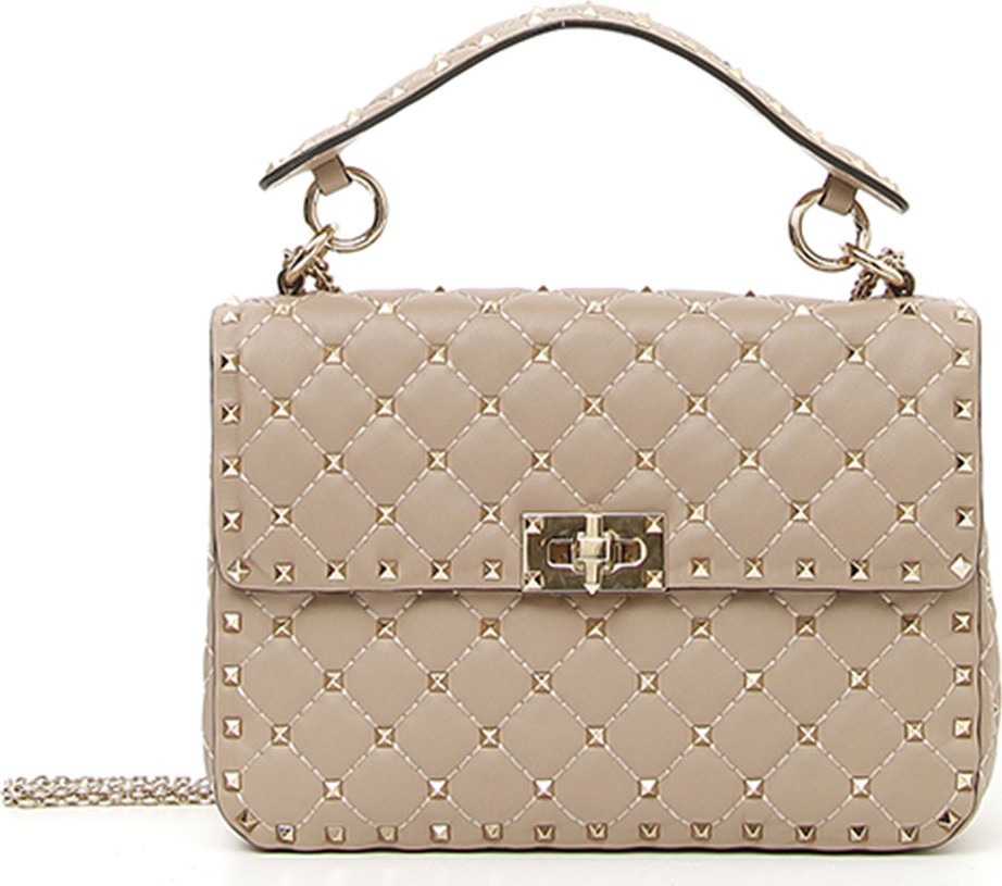 Valentino Rockstud Spike Medium Quilted Top-Handle Bag