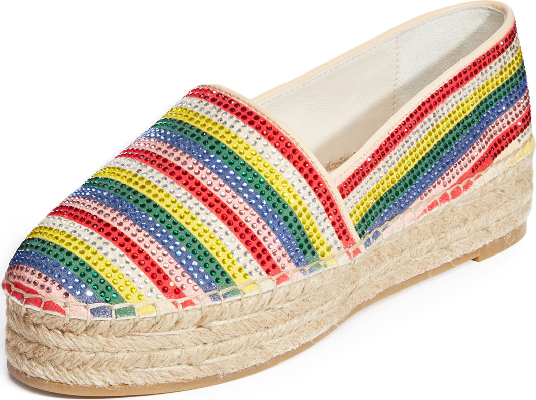 Alice + Olivia Dalyn Crystal-Striped  Espadrille Flat