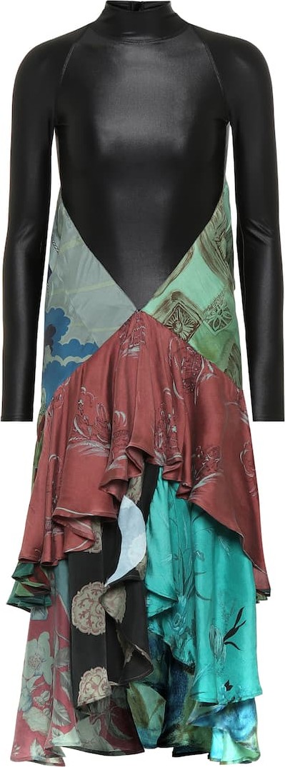 Marine Serre Stretch-jersey and silk midi dress