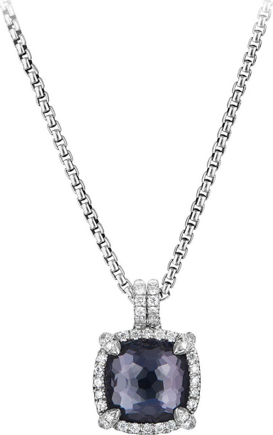 David Yurman Châtelaine Faceted Lavender Amethyst & Hematite Pendant Necklace with Diamonds