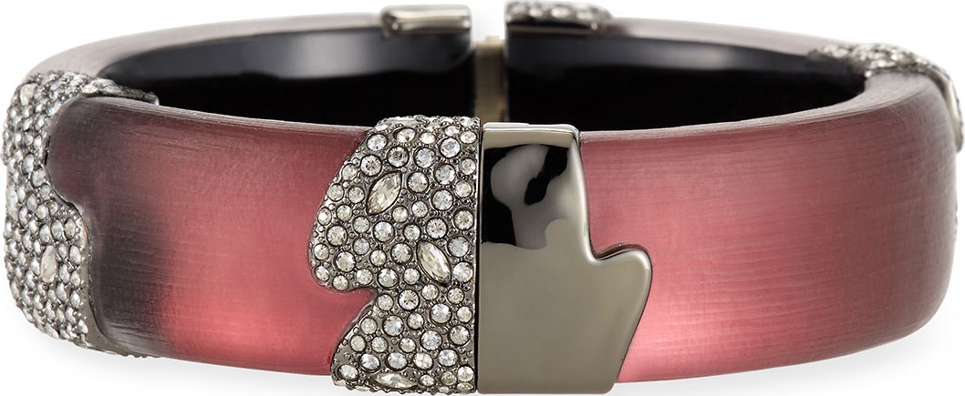Alexis Bittar Crystal Encrusted Asymmetric Inlay Hinge Bracelet
