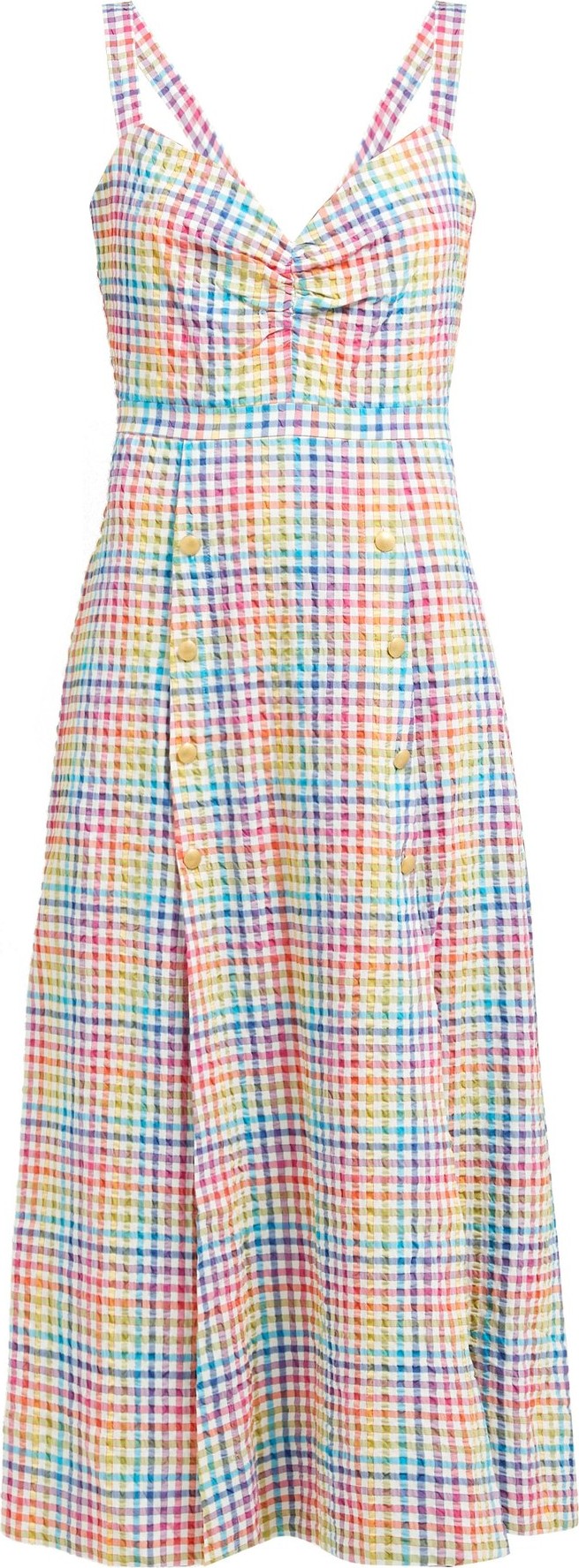 Saloni Anya rainbow-gingham cotton-seersucker dress