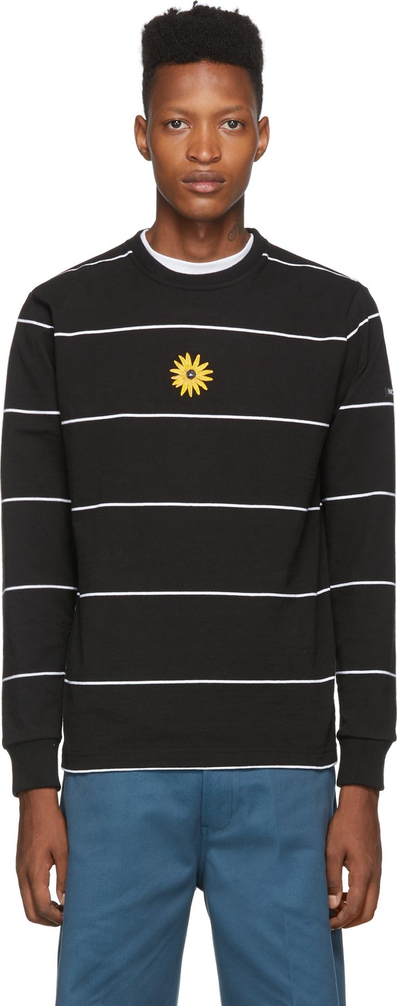 Noah NYC Black Stripe Flower Long Sleeve T-Shirt