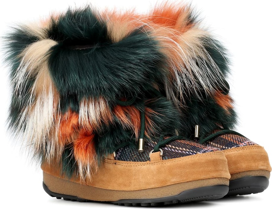 Yves Salomon x Moon Boot® fur ankle boots