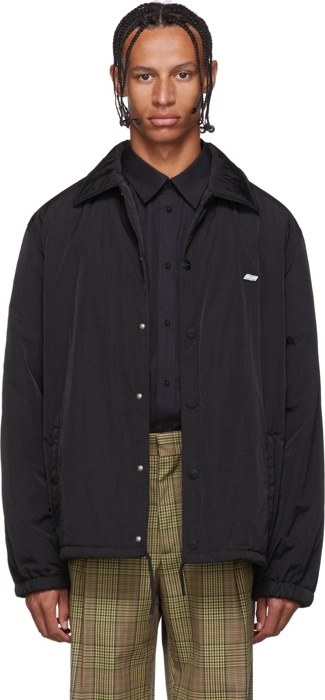 MSGM Black Nylon Patch Jacket
