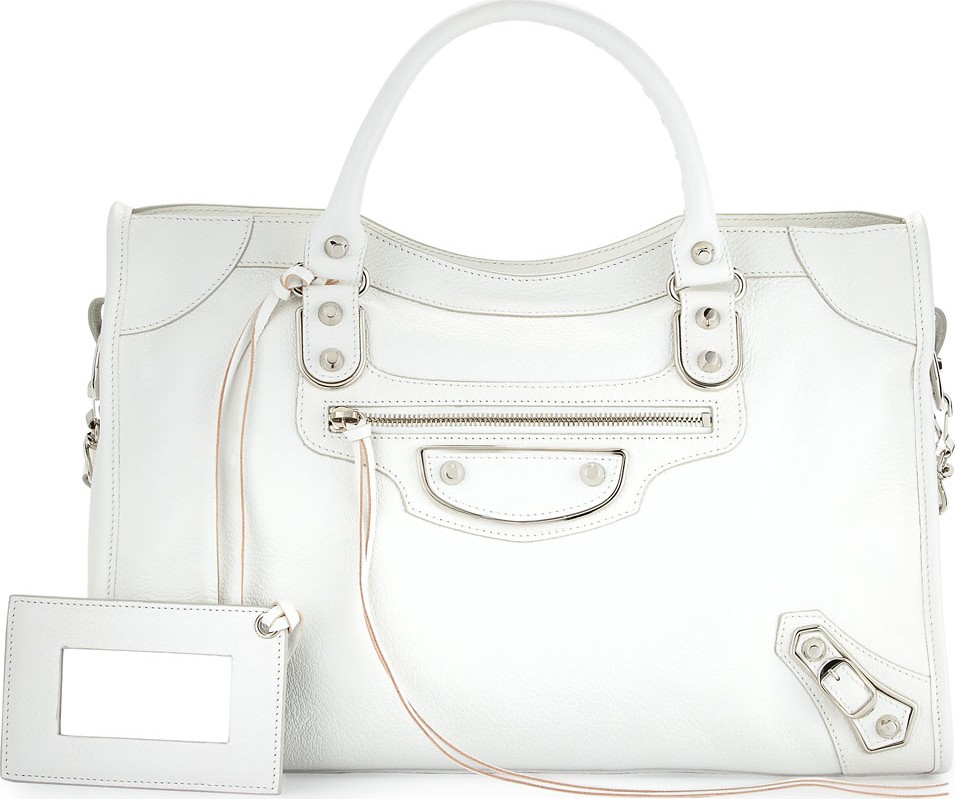 Balenciaga Metallic Edge City Bag, White