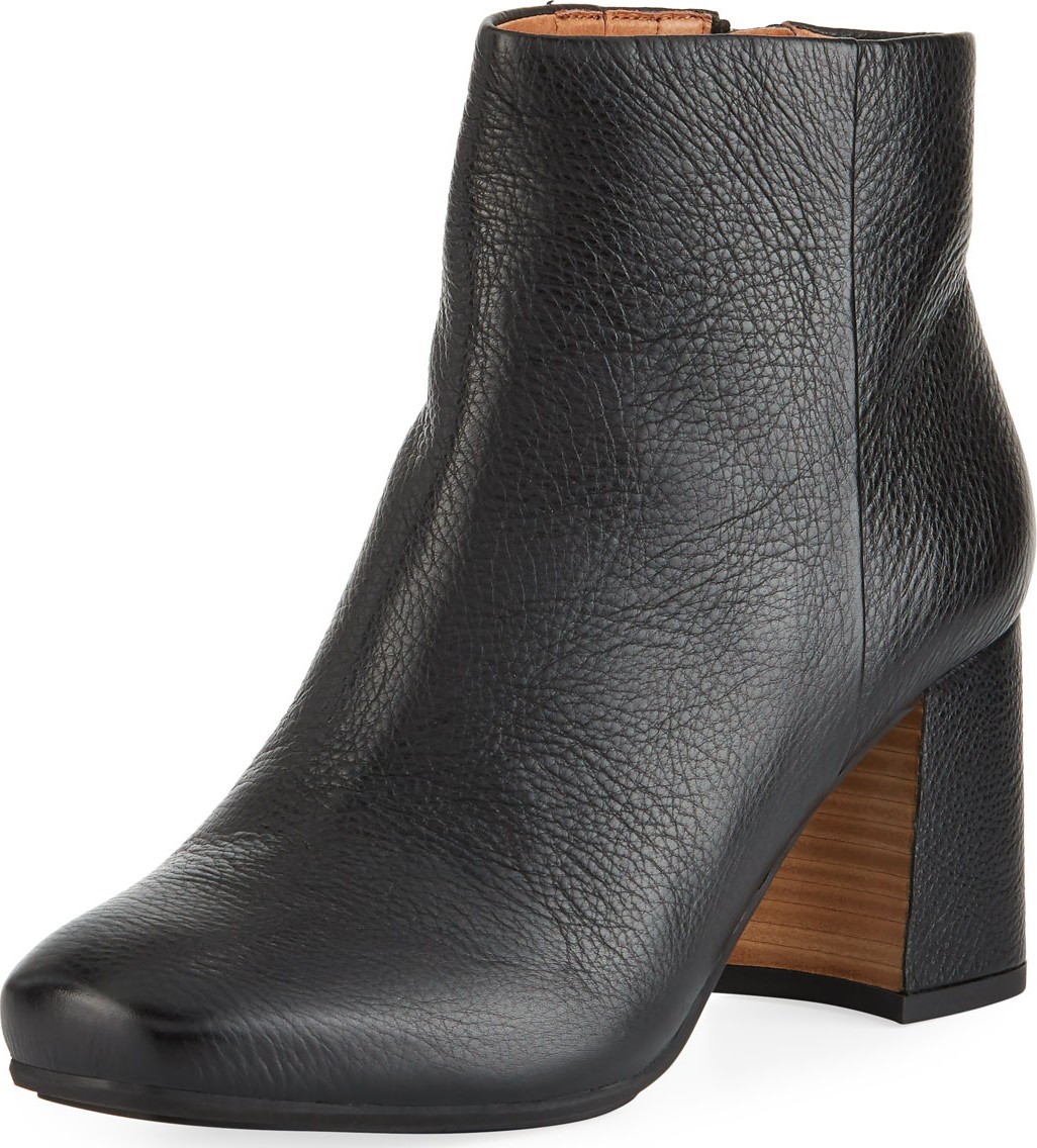 Gentle Souls Troy Leather Block-Heel Booties