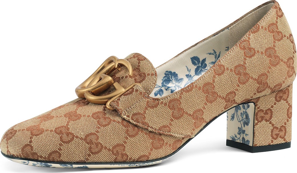 Gucci Original GG Canvas Block-Heel Loafer Pumps Gucci Original GG Canvas Block-Heel Loafer Pumps